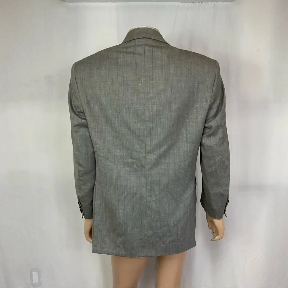Yves Saint Laurent Vintage Gray Beige Wool 3 Button Front Blazer Coat Suit 54
